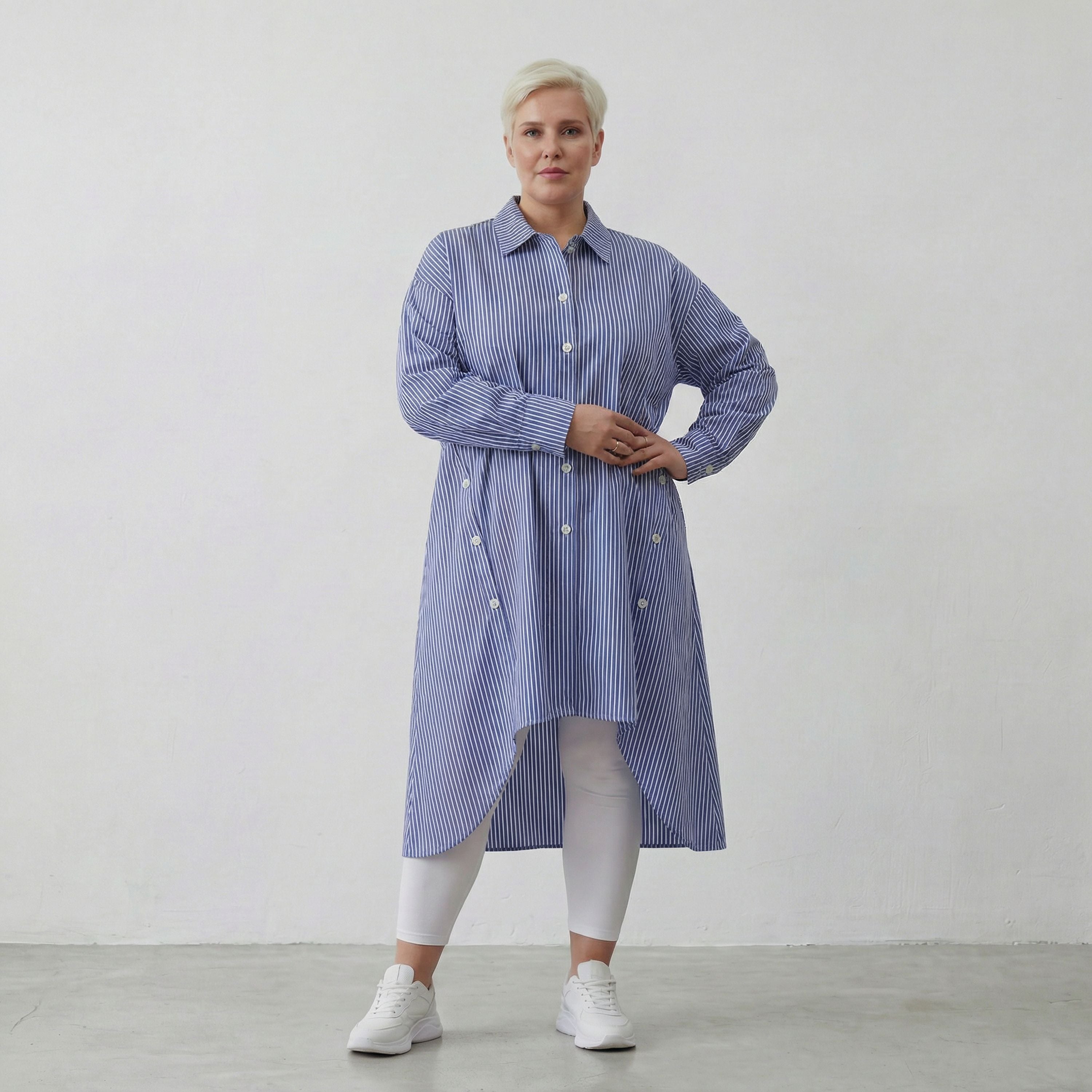 AKH Fashion Bluse 7057 Diana, Blau/Weiß
