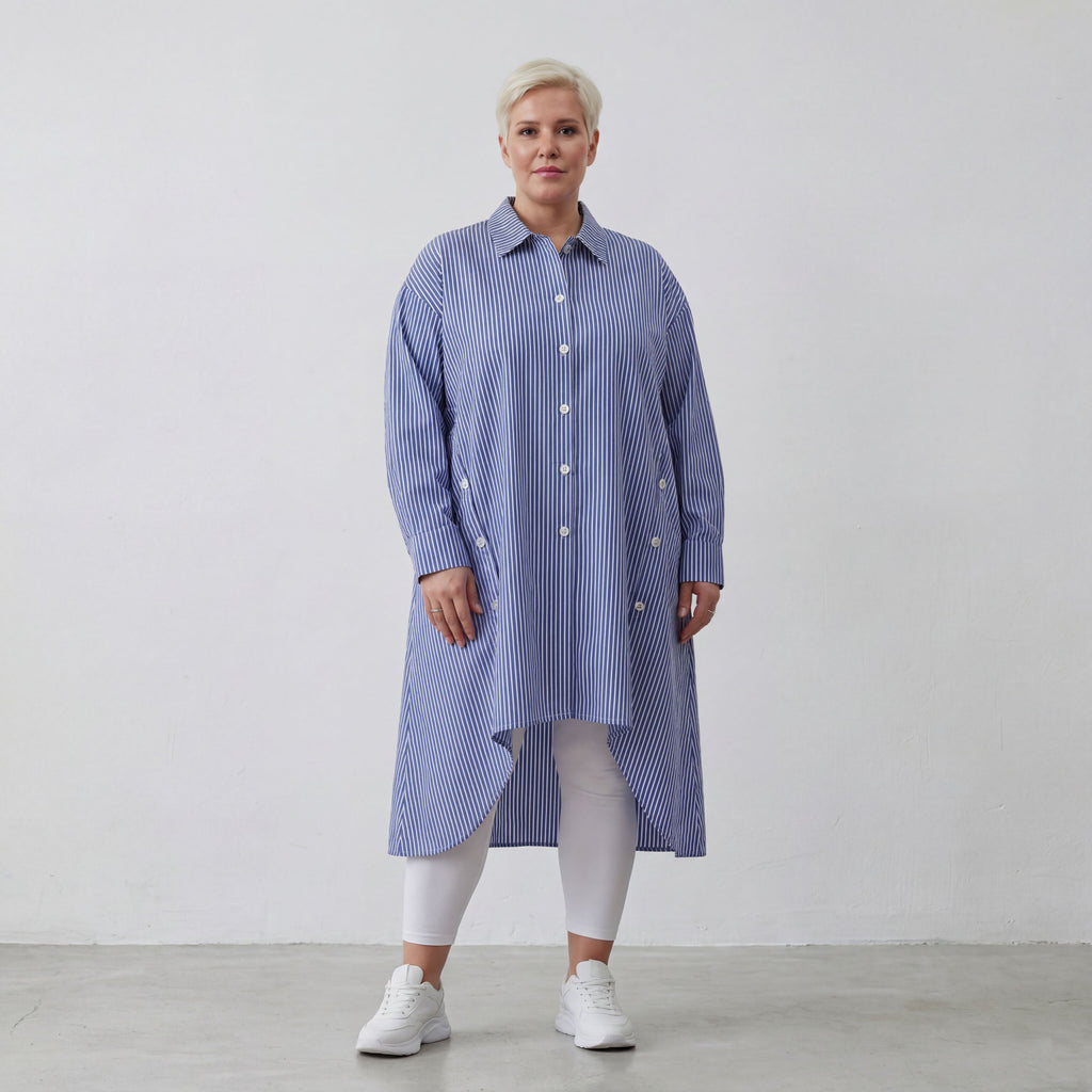 AKH Fashion Bluse 7057 Diana, Blau/Weiß