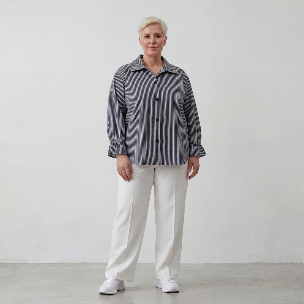 AKH Fashion Bluse 7062 Diana, Anthrazit/Weiß