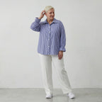 AKH Fashion Bluse 7062 Diana, Blau/Weiß
