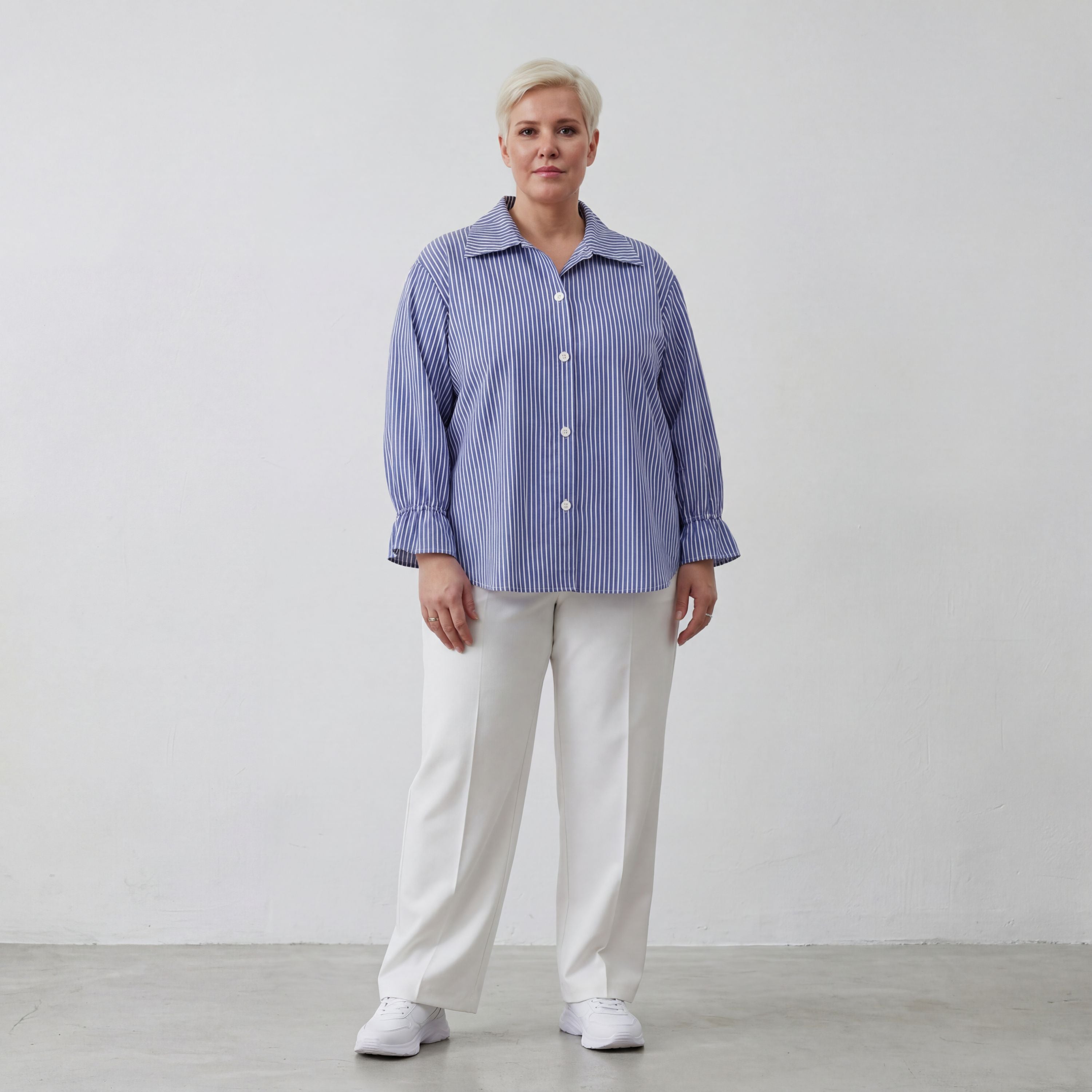 AKH Fashion Bluse 7062 Diana, Blau/Weiß