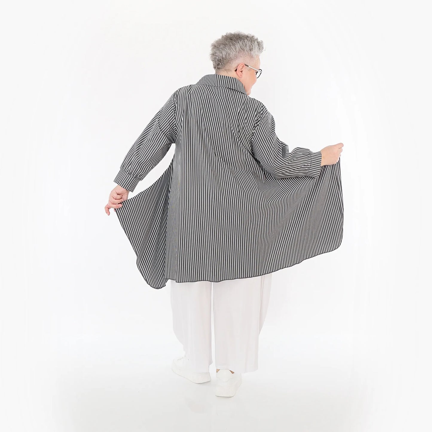 AKH Fashion 6917 Bluse, Anthrazit-Weiß