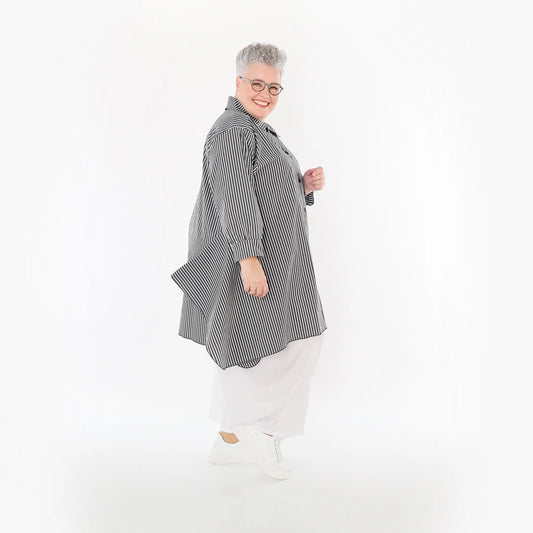 AKH Fashion 6917 Bluse, Anthrazit-Weiß