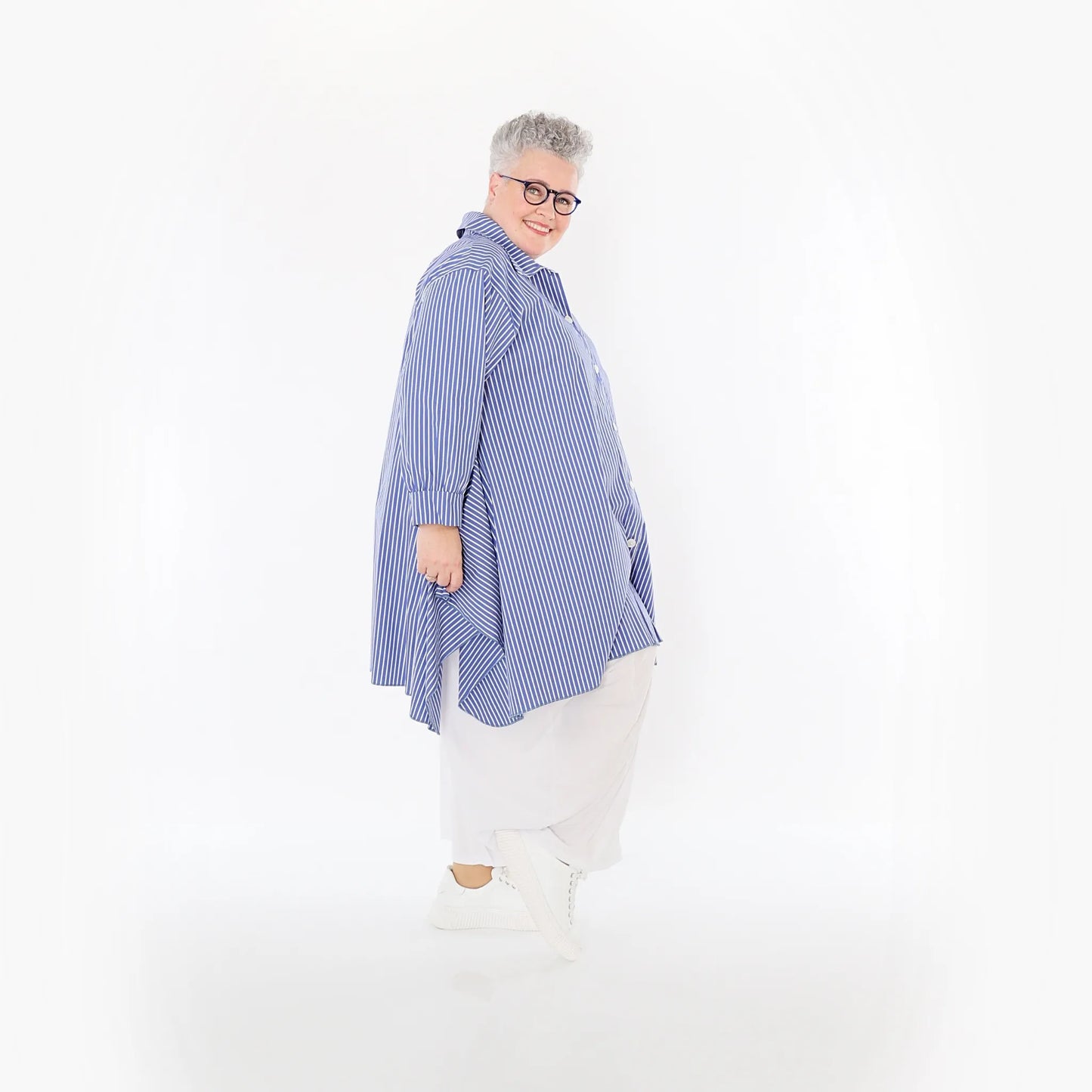 AKH Fashion 6917 Bluse, Blau-Weiß