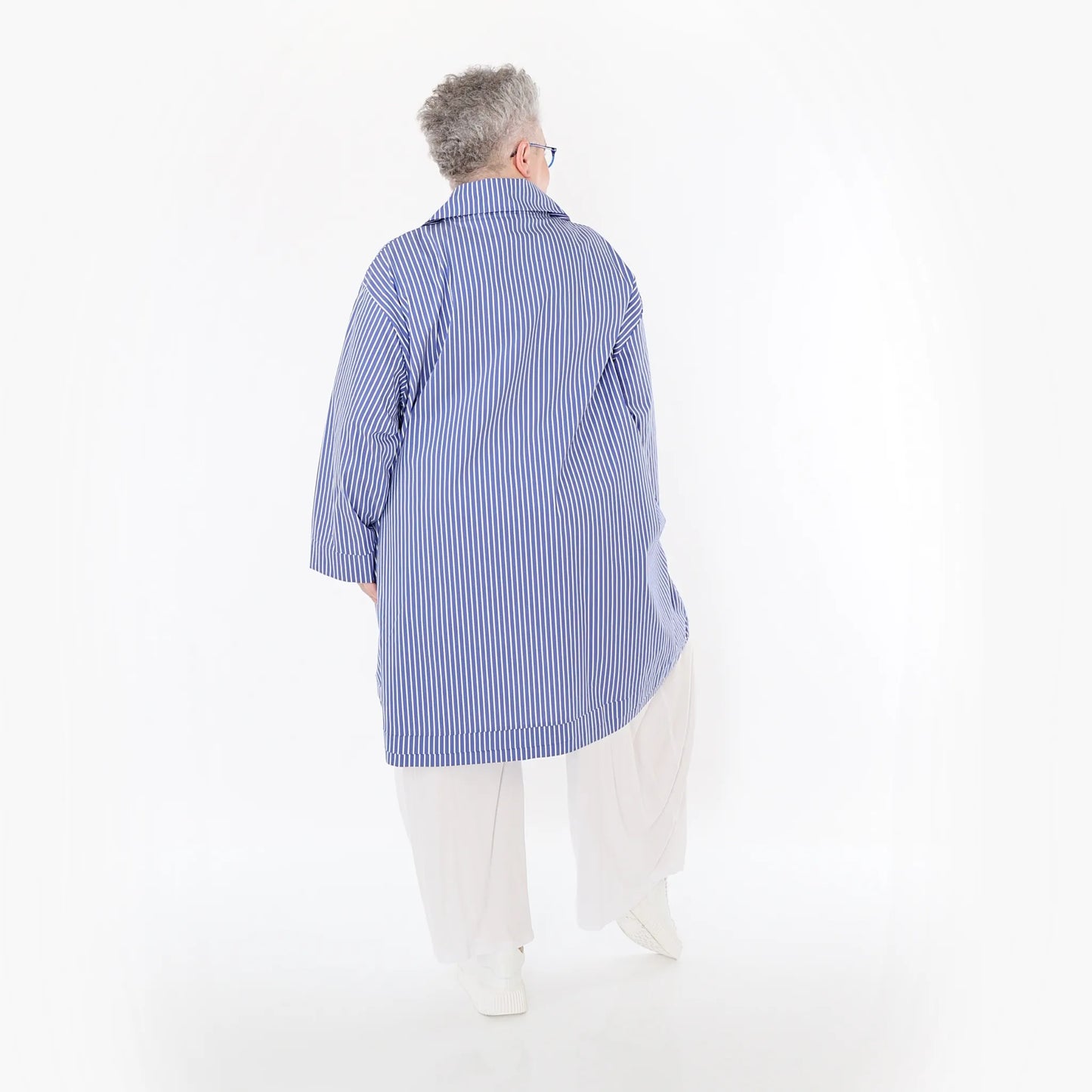 AKH Fashion 7010 Bluse, Blau-Weiß