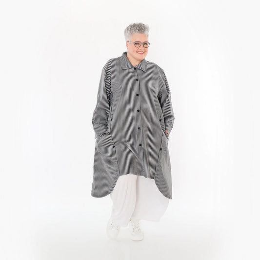 AKH Fashion 7057 Bluse, Anthrazit-Weiß