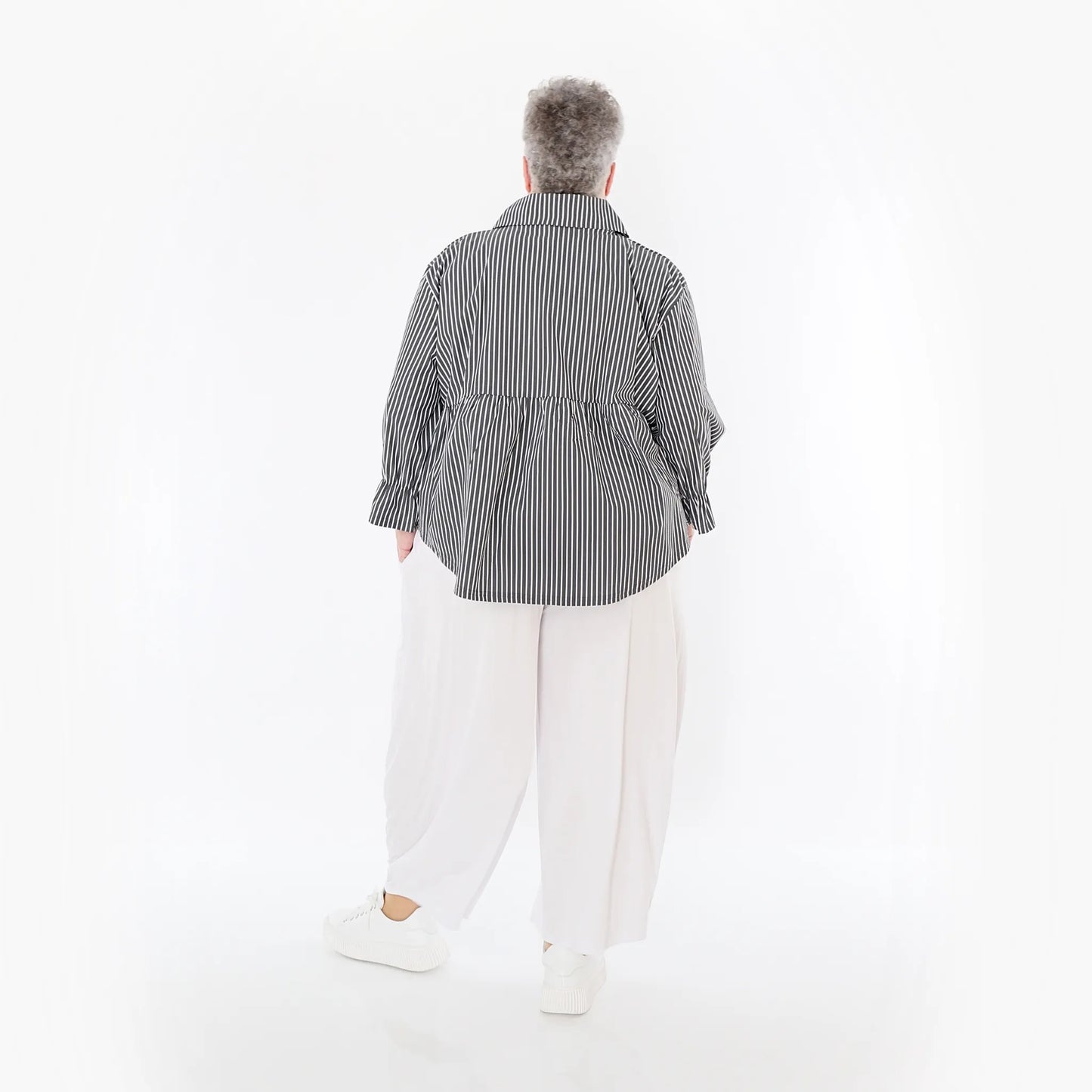 AKH Fashion 7062 Bluse, Anthrazit-Weiß