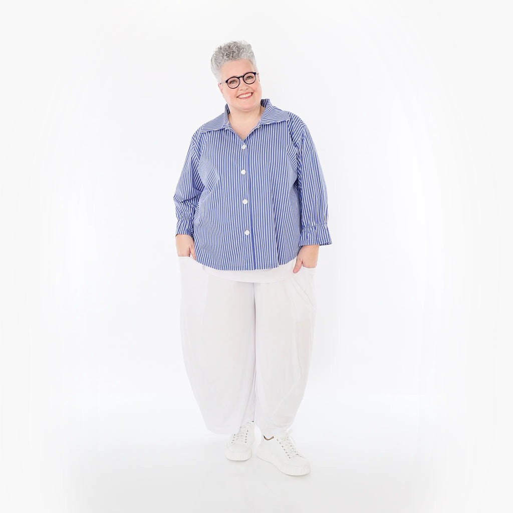 Chemisier AKH Fashion 7062, bleu-blanc