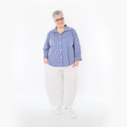 Chemisier AKH Fashion 7062, bleu-blanc