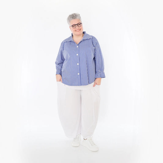 AKH Fashion 7062 Bluse, Blau-Weiß