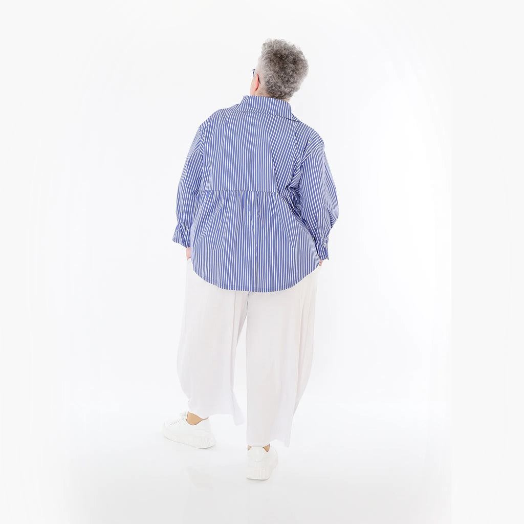 Chemisier AKH Fashion 7062, bleu-blanc