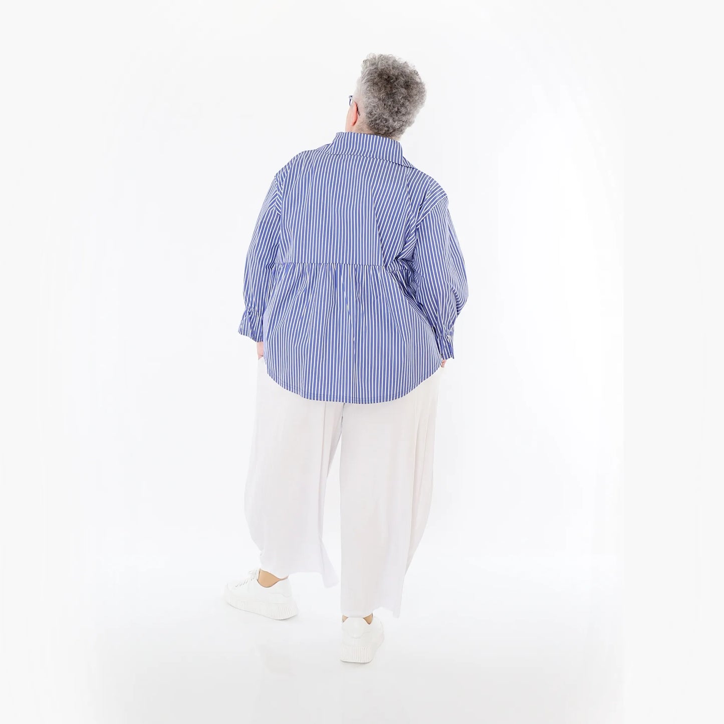 AKH Fashion 7062 Bluse, Blau-Weiß