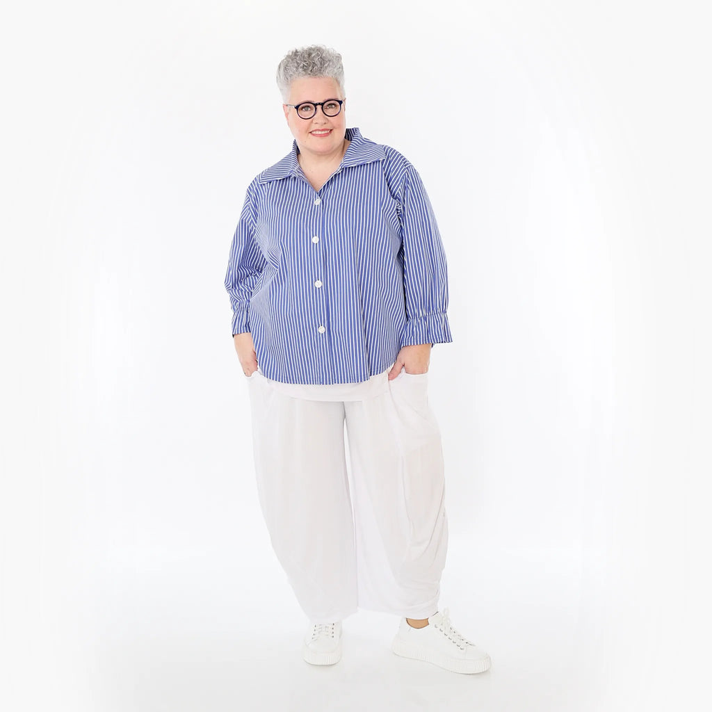 Chemisier AKH Fashion 7062, bleu-blanc