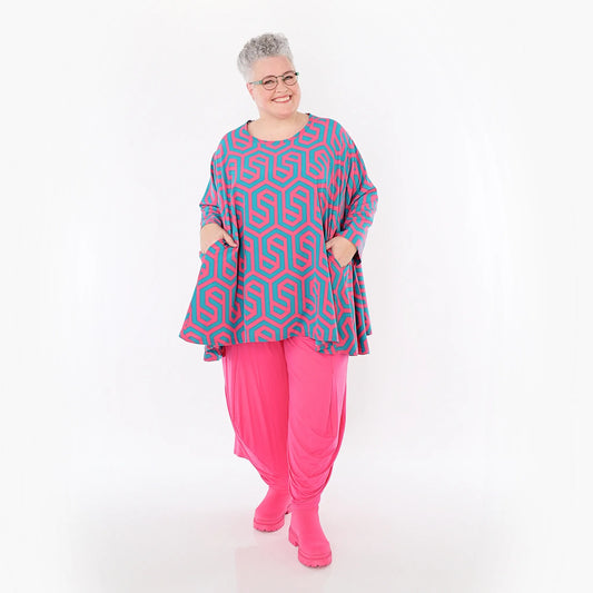 AKH Fashion 593 Big Shirt, Fuchsia-Grün