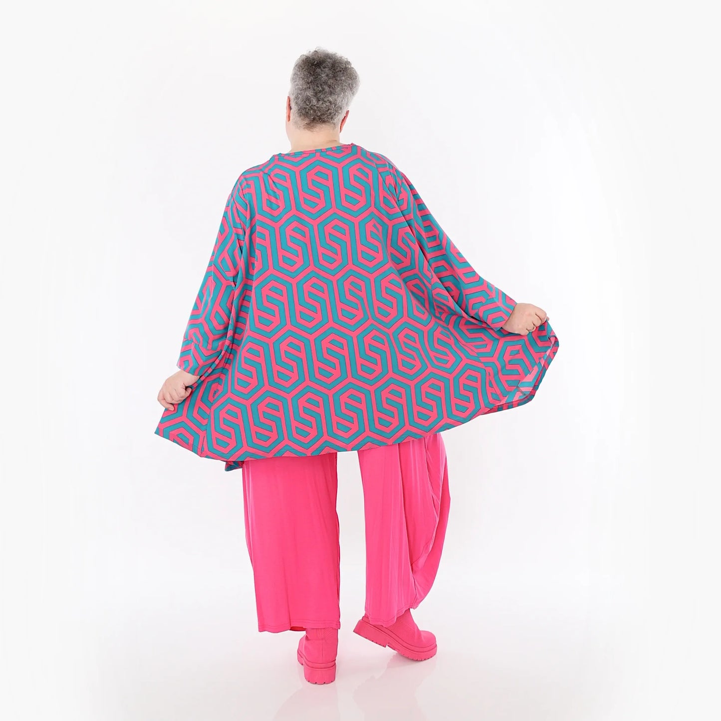 AKH Fashion 593 Big Shirt, Fuchsia-Grün