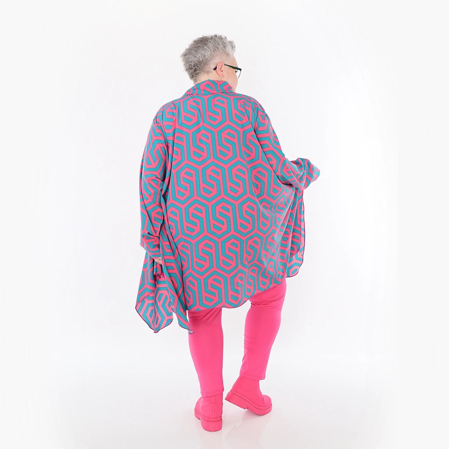 AKH Fashion 6917 Bluse, Fuchsia-Grün