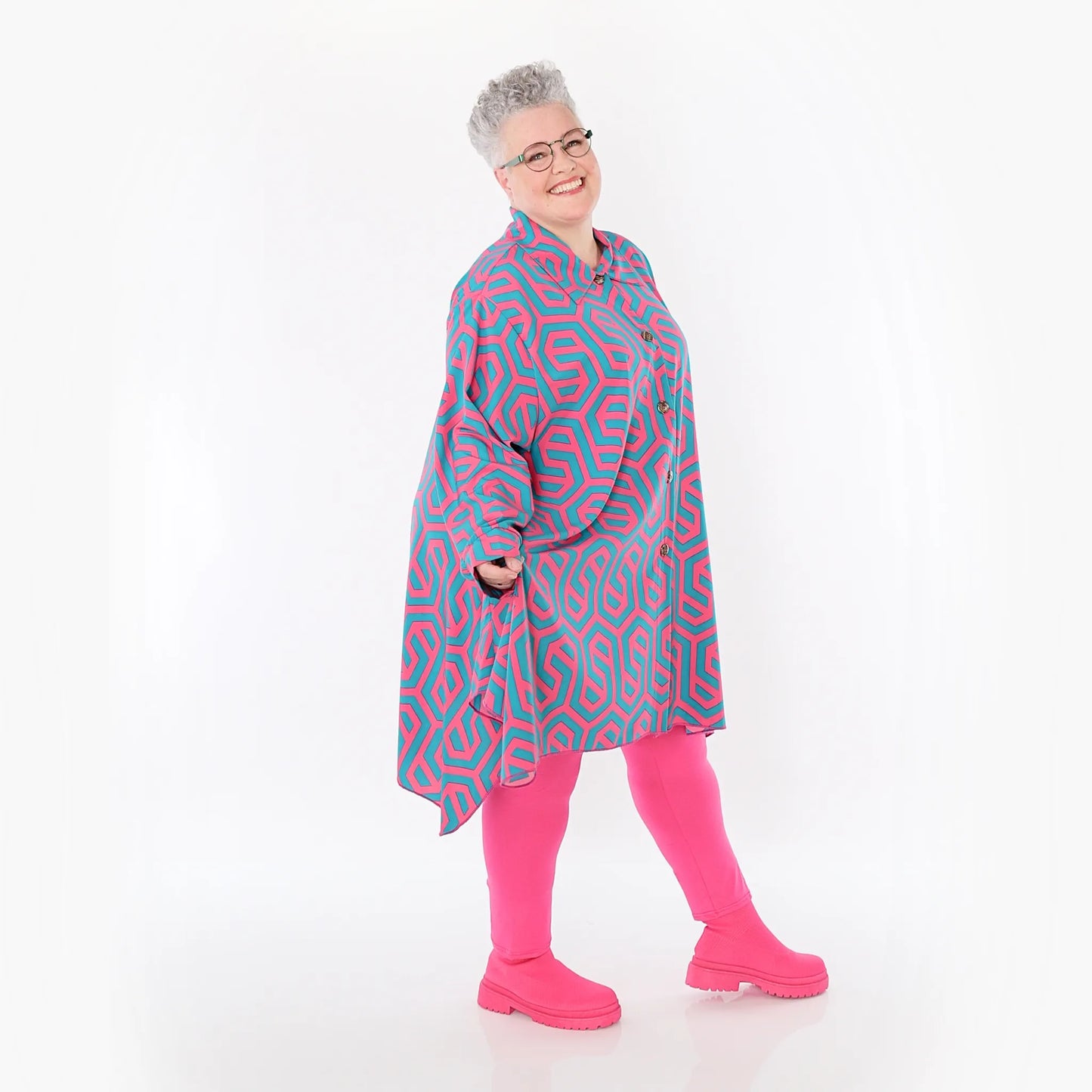 AKH Fashion 6917 Bluse, Fuchsia-Grün