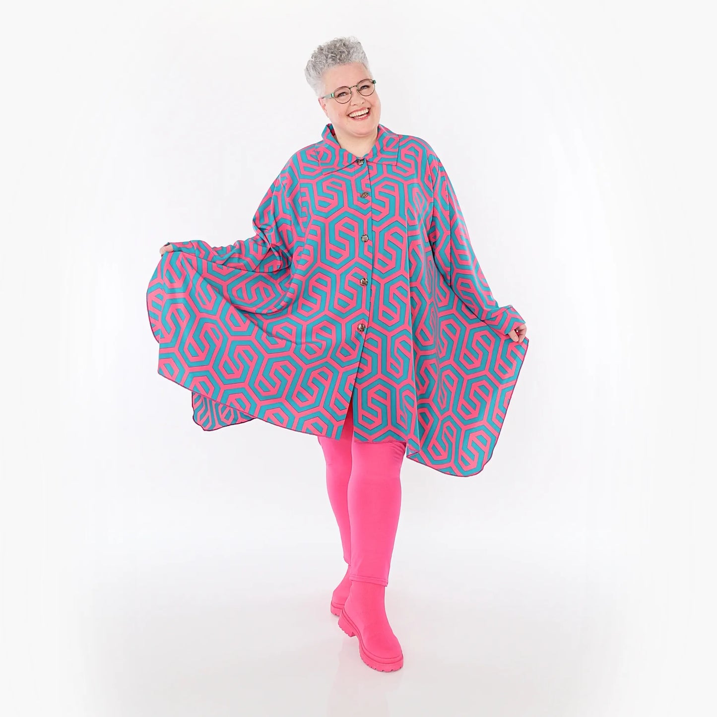 AKH Fashion 6917 Bluse, Fuchsia-Grün