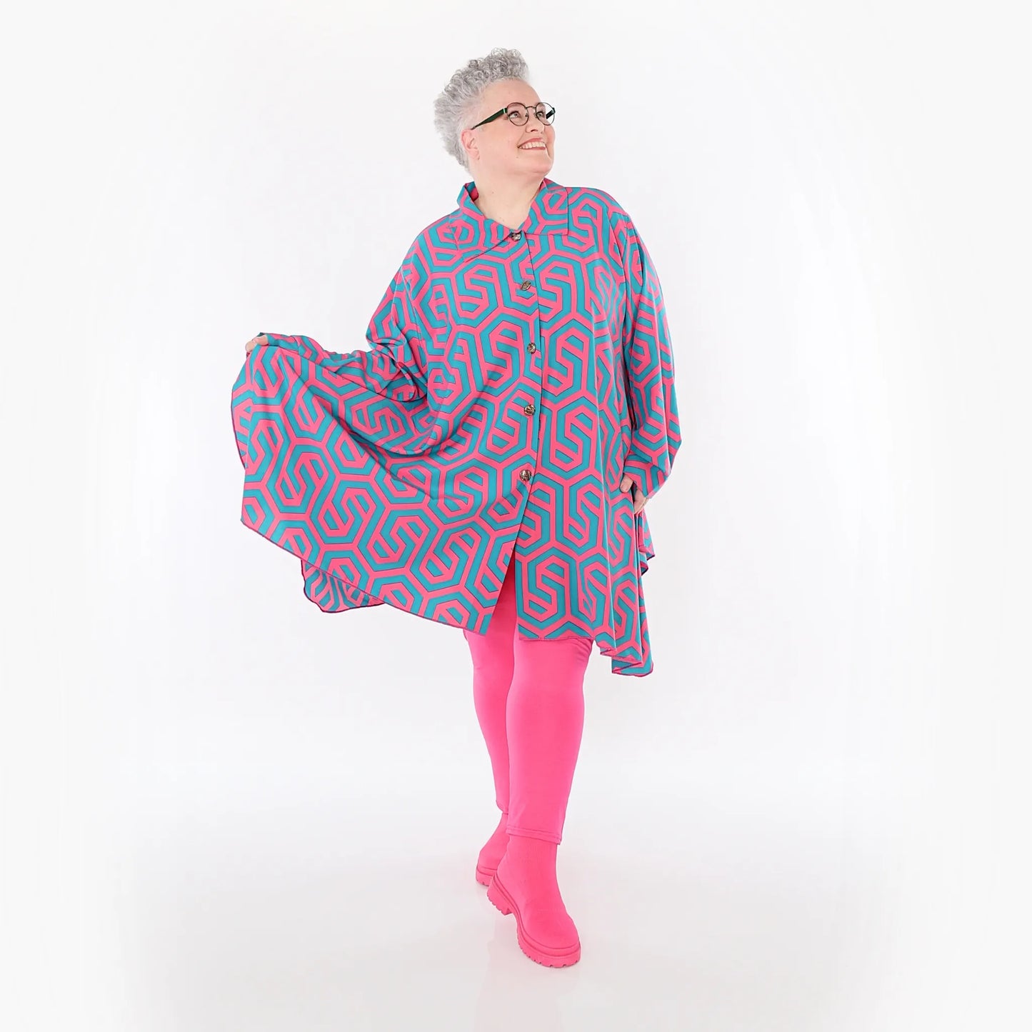 AKH Fashion 6917 Bluse, Fuchsia-Grün