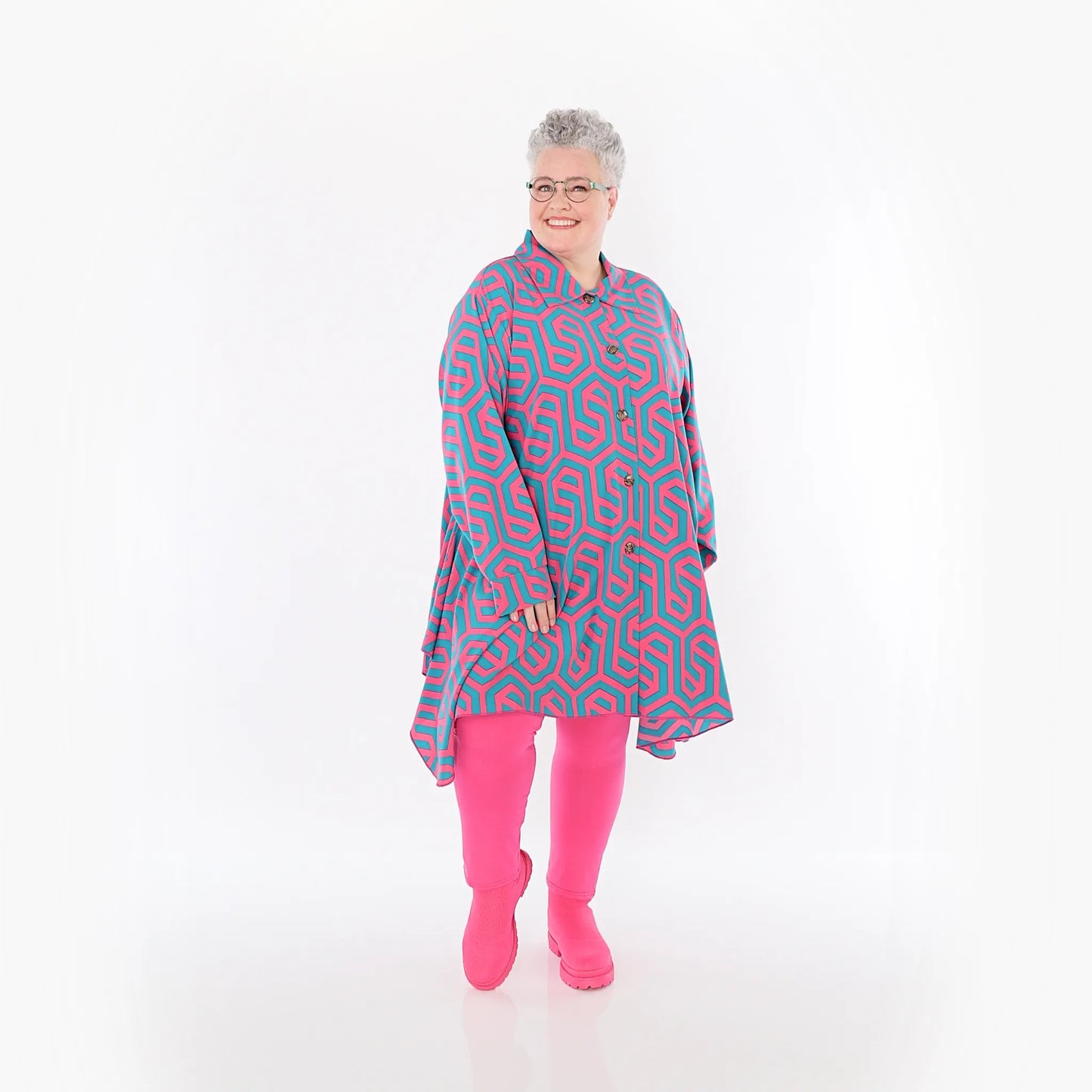 AKH Fashion 6917 Bluse, Fuchsia-Grün