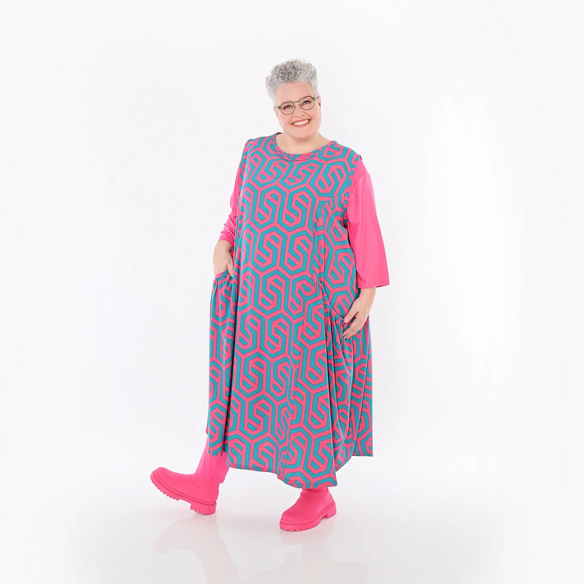 AKH Fashion 7058 Tunic, Fuchsia Green