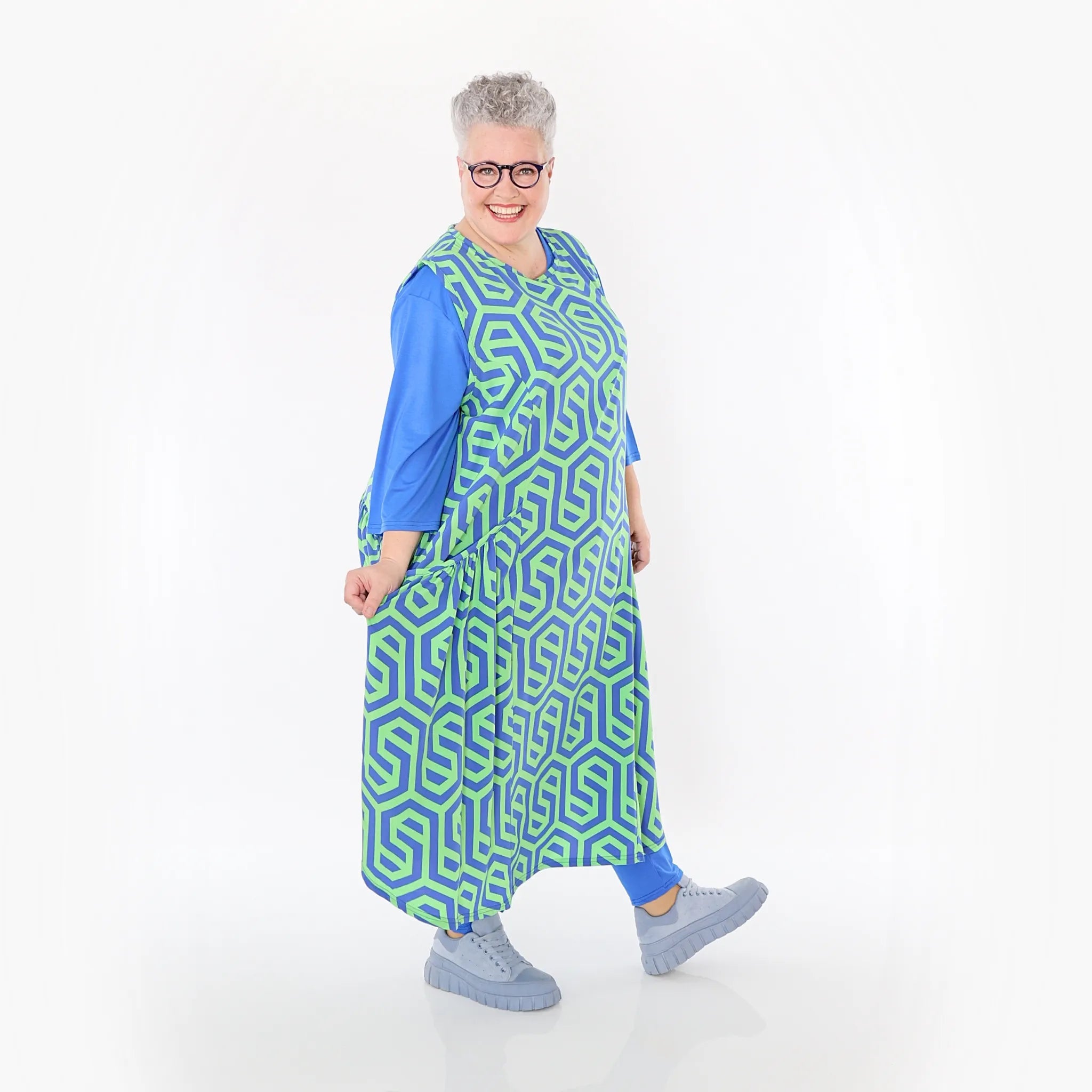AKH Fashion Tunika 7058 AmazeMe, Lime/Blau