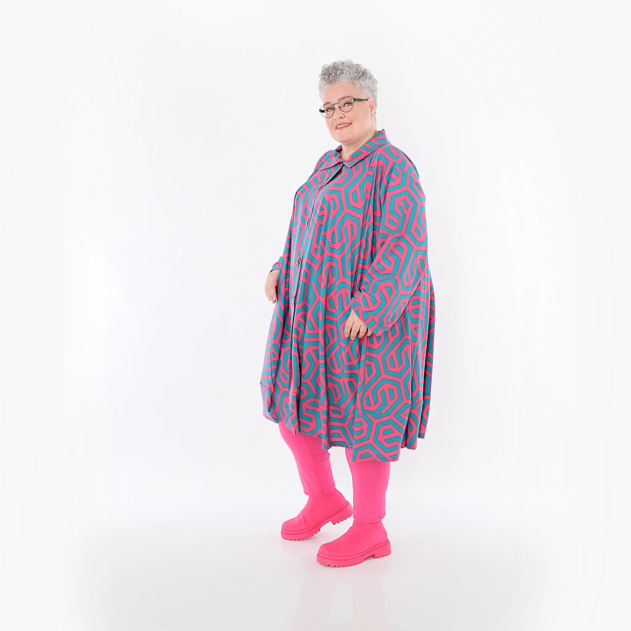 Chemisier AKH Fashion 7061, vert fuchsia