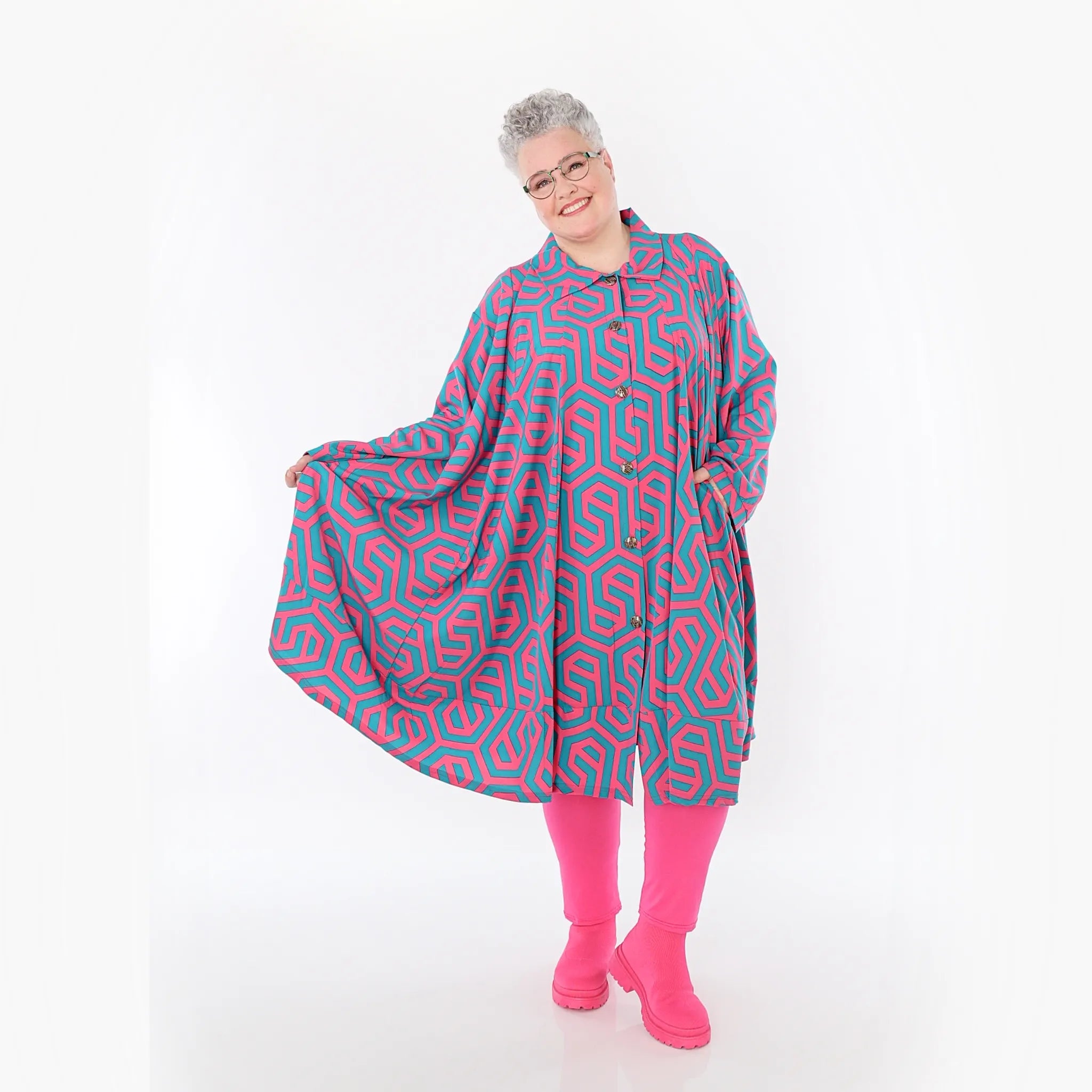 Chemisier AKH Fashion 7061, vert fuchsia