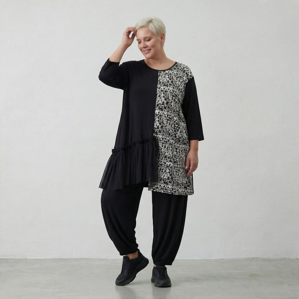 AKH Fashion Shirt 7075 Valenzia, Schwarz/Weiß