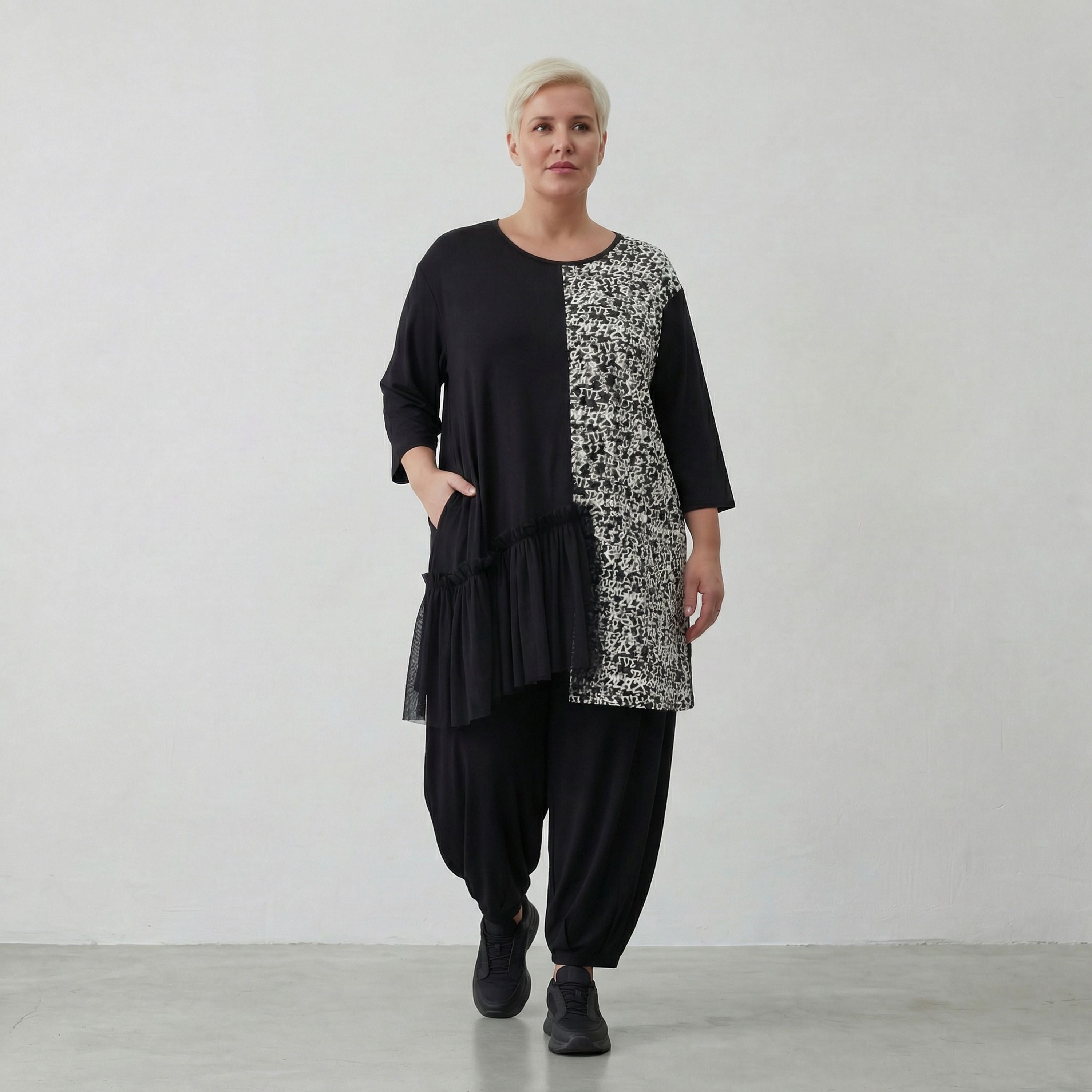 AKH Fashion Shirt 7075 Valenzia, Schwarz/Weiß