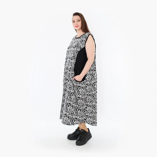 AKH Fashion 7058 Kleid, Schwarz-Weiß