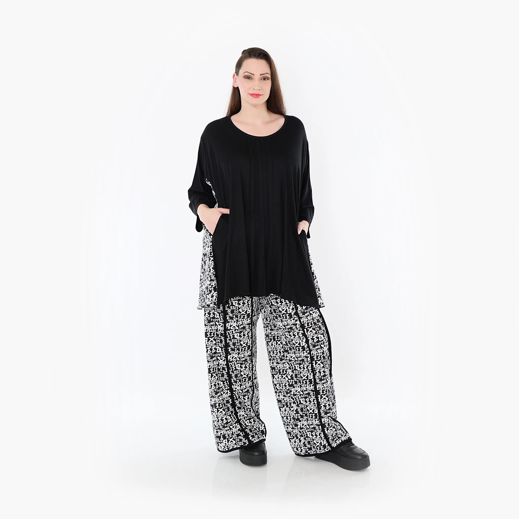 AKH Fashion 7069 Big Shirt, Black and White