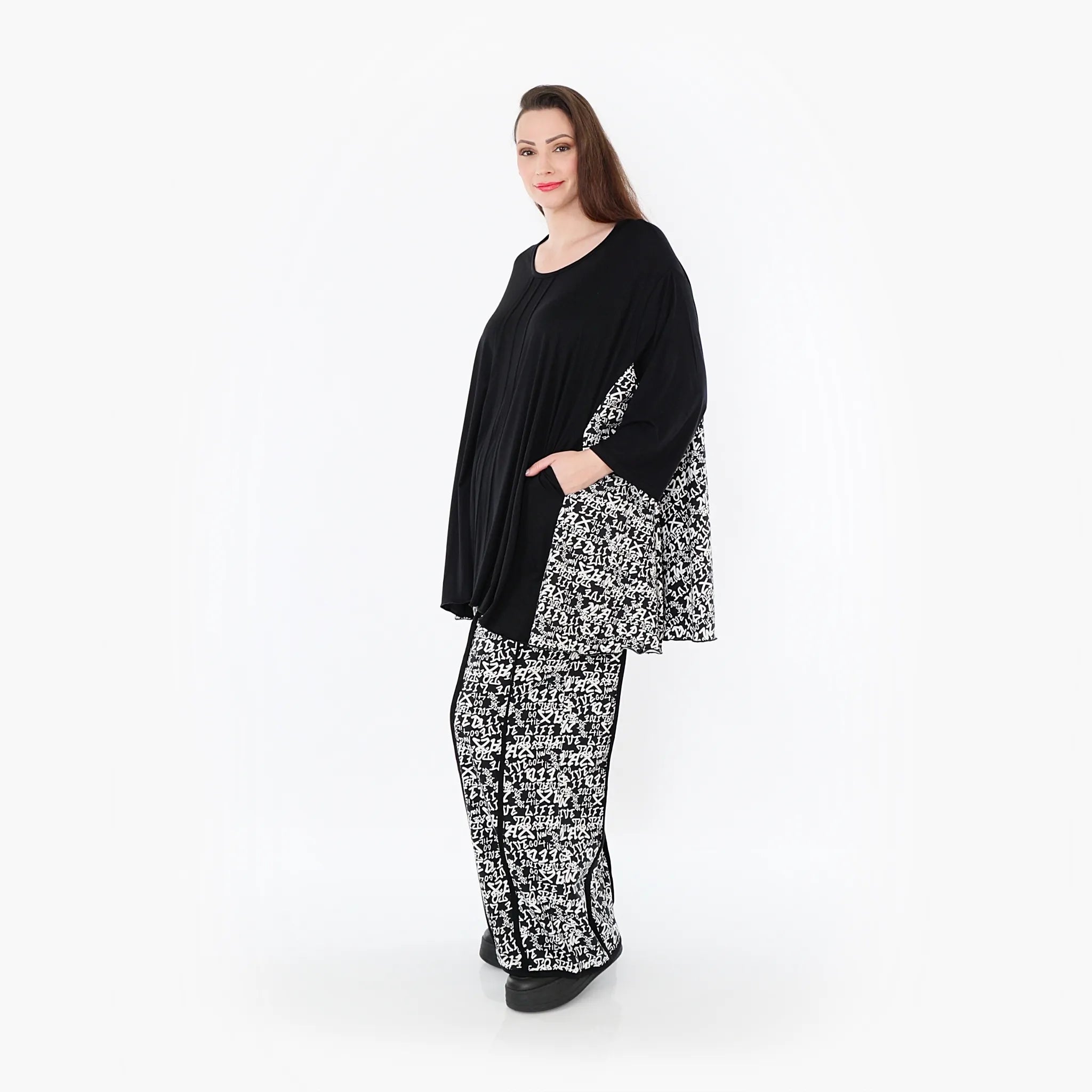 AKH Fashion 7069 Big Shirt, Black and White