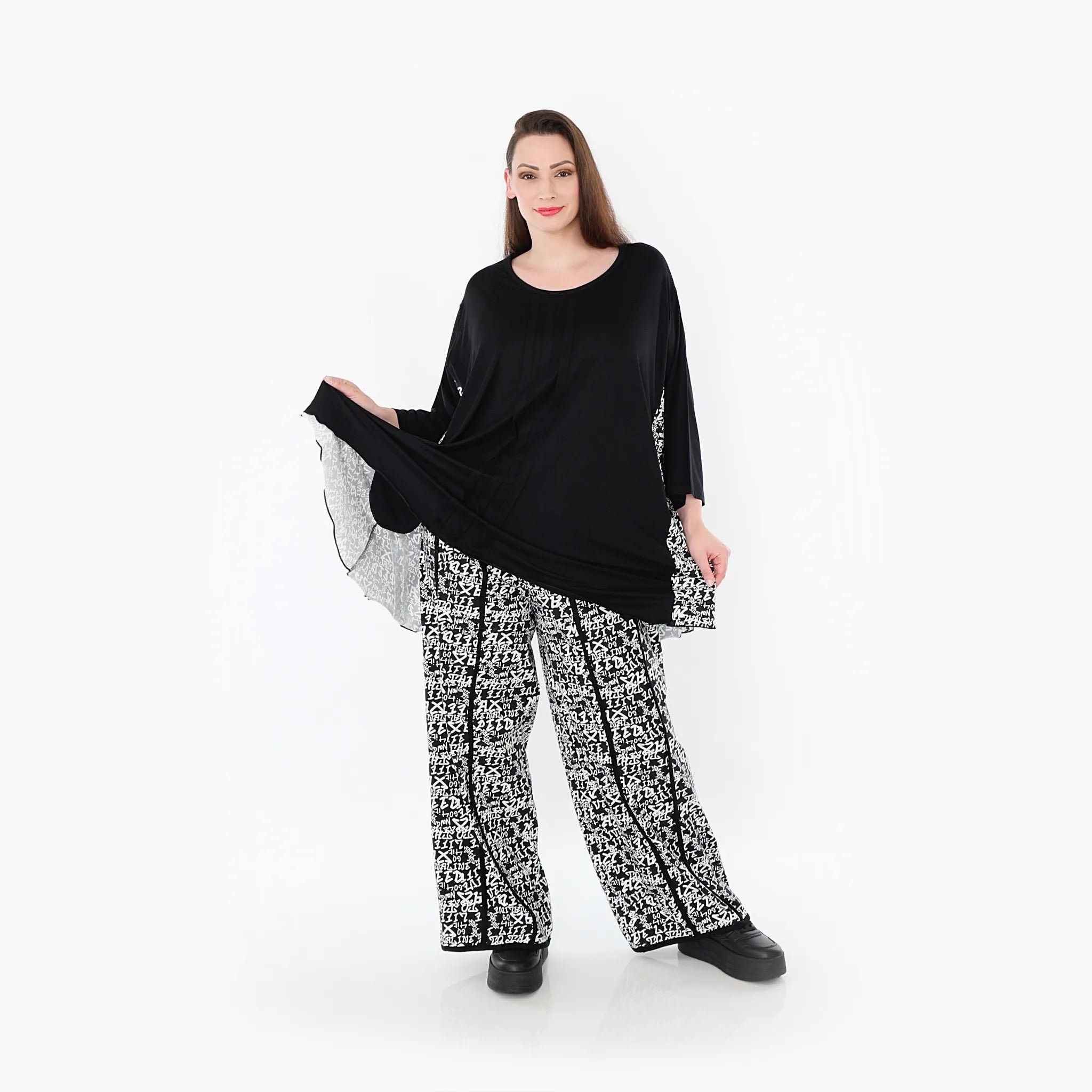 AKH Fashion 7069 Big Shirt, Black and White