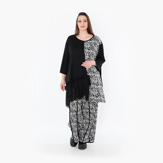 AKH Fashion 7075 Big Shirt, Schwarz-Weiß