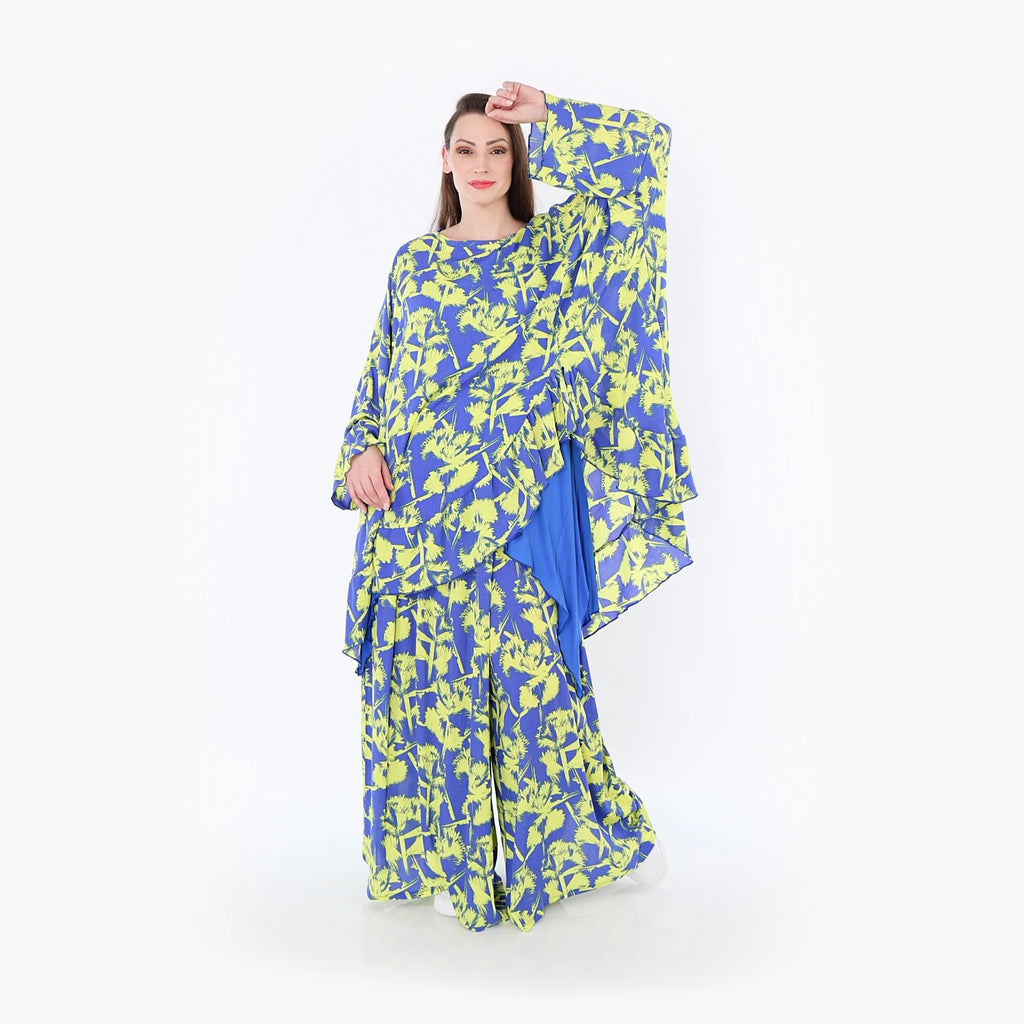 Chemise grande taille AKH Fashion 6911, bleu-jaune