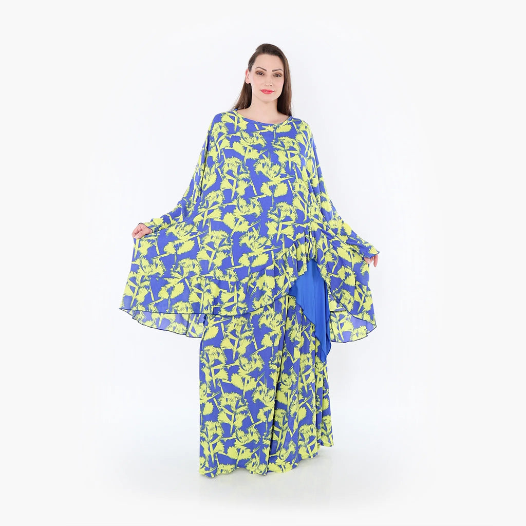 Chemise grande taille AKH Fashion 6911, bleu-jaune