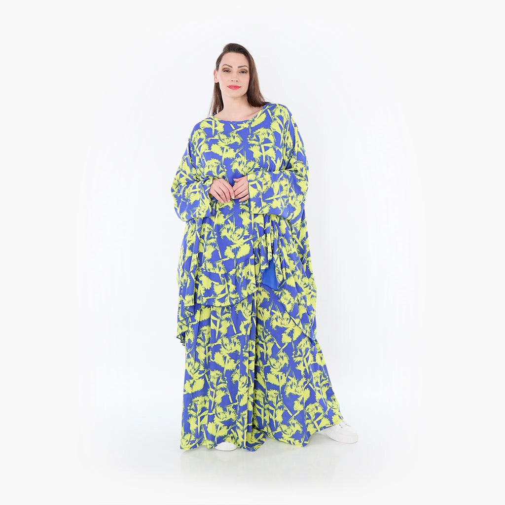 Chemise grande taille AKH Fashion 6911, bleu-jaune