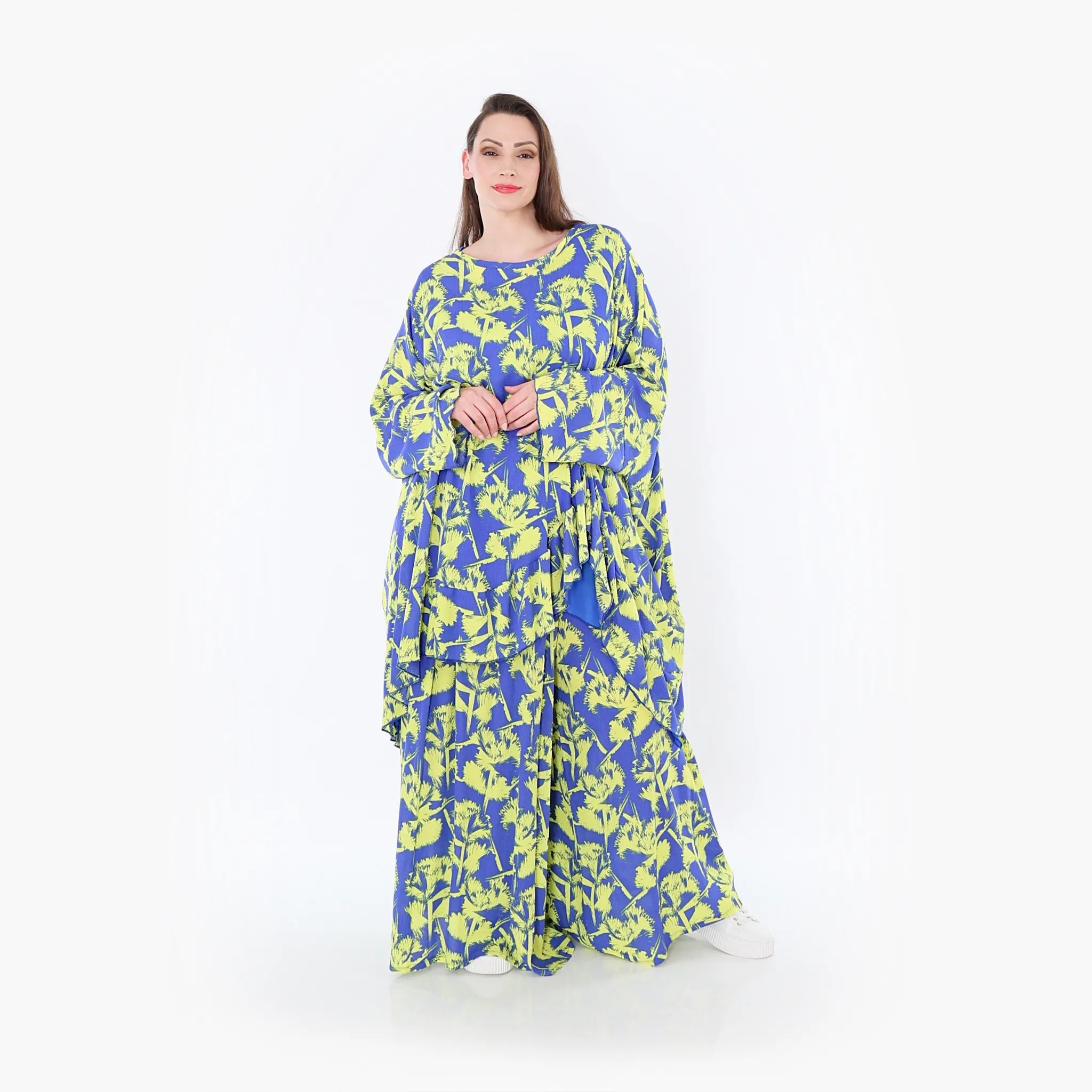 Chemise grande taille AKH Fashion 6911, bleu-jaune