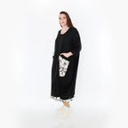 AKH Fashion 7071 Kleid, Schwarz-Ecru