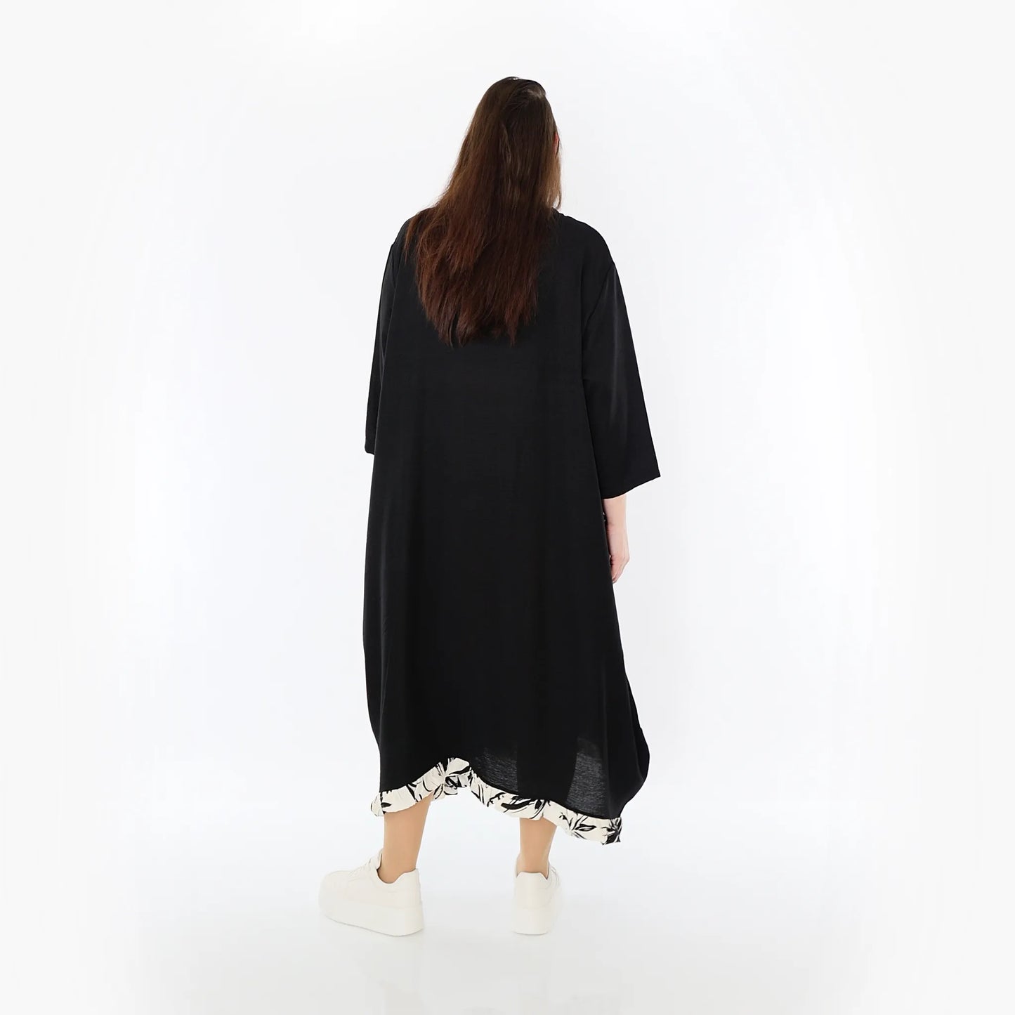 AKH Fashion 7071 Kleid, Schwarz-Ecru