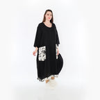 AKH Fashion 7071 Kleid, Schwarz-Ecru