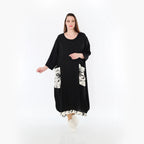 AKH Fashion 7071 Kleid, Schwarz-Ecru