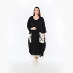 AKH Fashion 7071 Kleid, Schwarz-Ecru