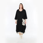 AKH Fashion 7071 Kleid, Schwarz-Ecru