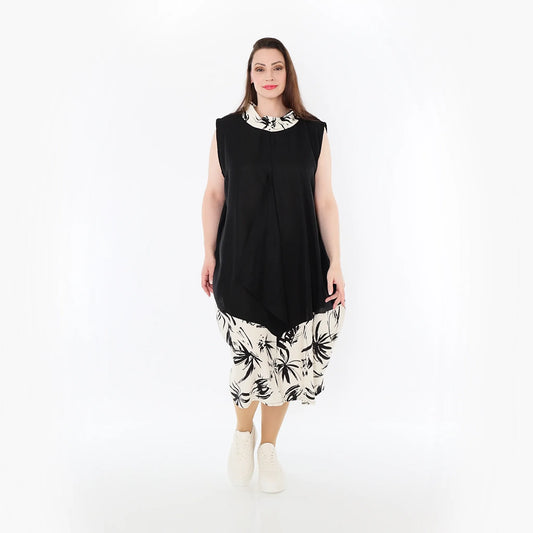 AKH Fashion 7072 Tunika, Schwarz-Ecru
