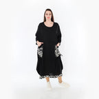 AKH Fashion 7071 Dress, Black-Ecru