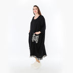 AKH Fashion 7071 Dress, Black-Ecru