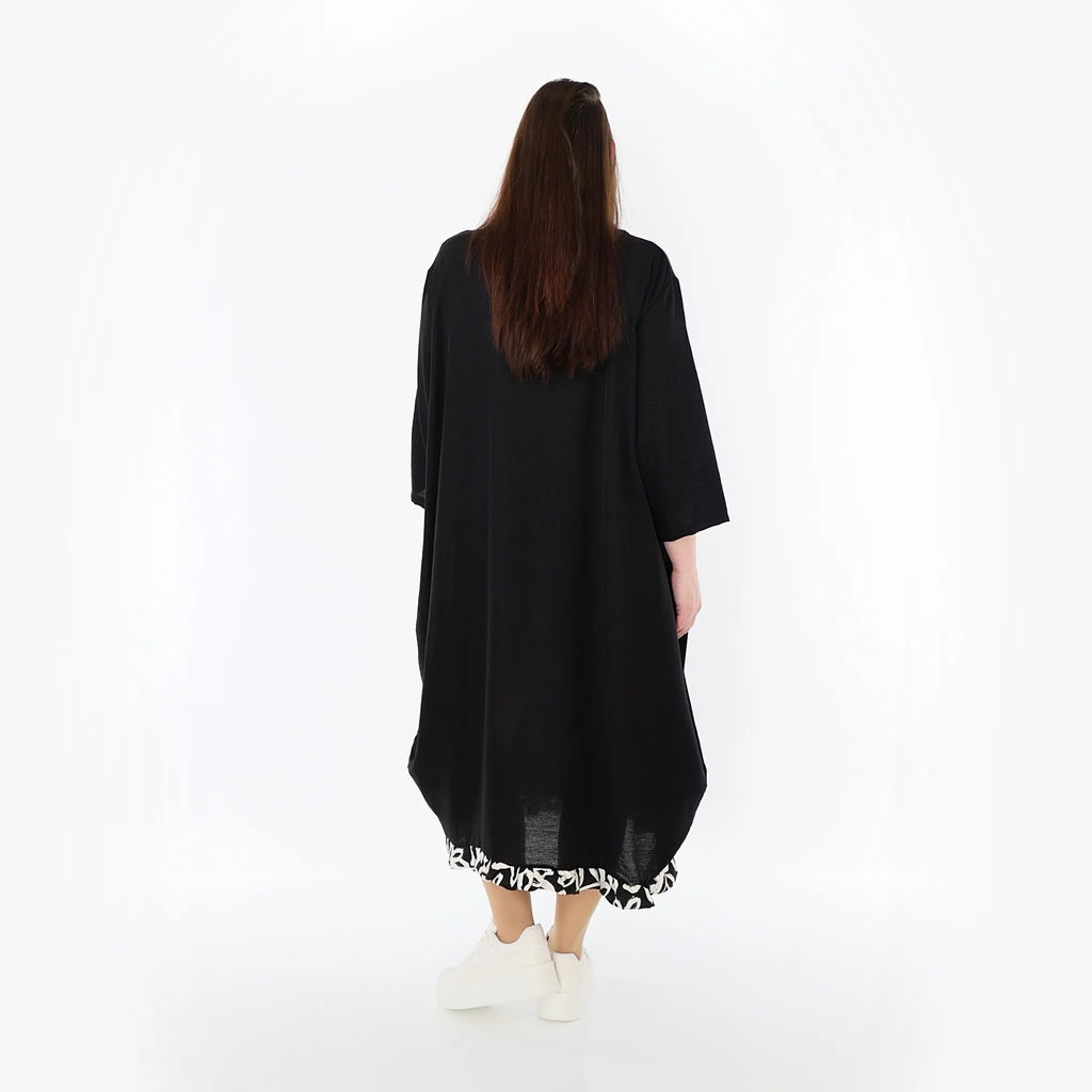 AKH Fashion 7071 Dress, Black-Ecru