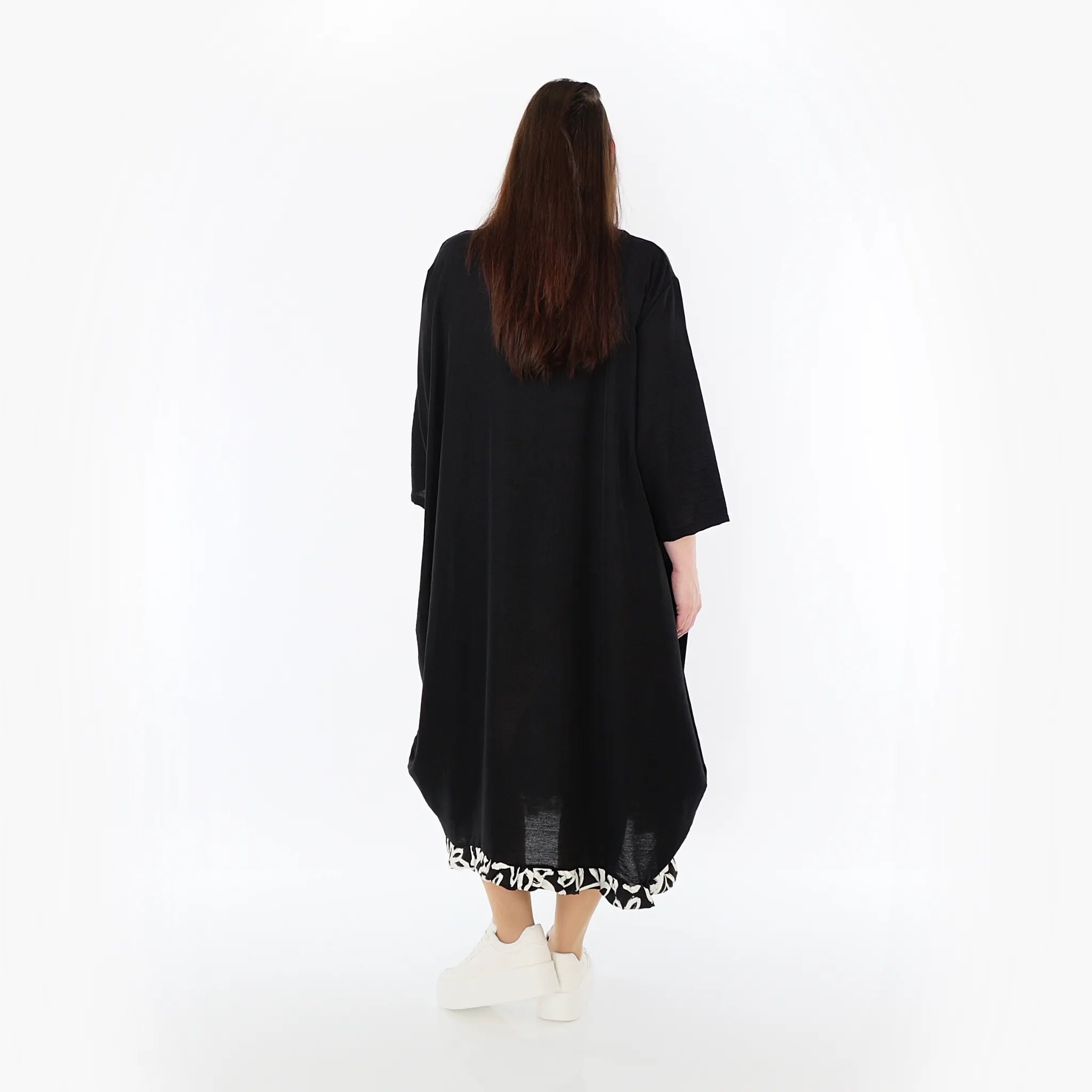 AKH Fashion 7071 Dress, Black-Ecru